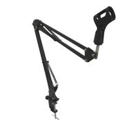 OFFIGAM Metal Suspension Mic Table Bracket Adjustable Microphone Boom Stand with Double-braced Folding Arms 1500g Load Bearing Black Microphone Mount for Broadcasting and Stages