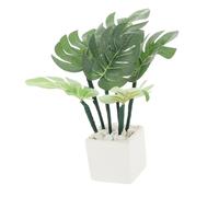 OFFIGAM Miniature Artificial Monstera Plant for Dollhouse Nordic Design Fake Tree Versatile Dual Purpose Tiny Planter Classroom Decor Dollhouse Accessory