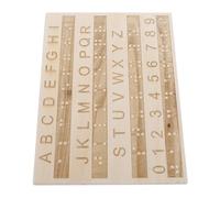 OFFIGAM Montessori Wooden Braille Alphabet Board Educational Tactile Learning Tool for Blind and Adults Digital Format Teaching Aid Essential Braille Learning Supplies