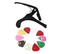 OFFIGAM Multi-function Guitar Capo Set for Acoustic and Electric Guitars with Stable Pressure and High Elastic Spring Plastic Clip, Includes Picks for Beginners and Professionals Random Random Color