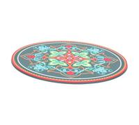 OFFIGAM Musical Meditation Bowl Mat Large PVC Sound Cushion with Floral Print Rounded Pad for Crystal Singing Bowls Protective Mat for Meditation and Healing