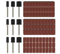 OFFIGAM Nail Art Sanding Band Set with Sanding Drum Mandrels 102pcs with Durability Brown Cylindrical Sandpaper Bands for Manicure and Pedicure Fits Rotary Tools for Professional Nail