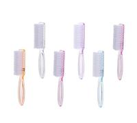 OFFIGAM Nail Brush Set 6pcs Long Handle Nail Dust Cleaning Brush Assorted Colors for Manicure and Pedicure Tools
