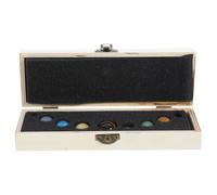 OFFIGAM Natural Gemstone Nine Planets Figurine Set with Wooden Box, Solar System Desktop Decor for Science Education and Home Display, Mineral Planet Stones Collection