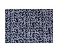 OFFIGAM Navy Floral Printed Cotton Calico for Sewing Batik Dye Cloth with High Color Fastness Comfortable and Cut Material for Handmade Crafts