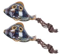 OFFIGAM Ocarina Flute Stable Pitch Authentic Ethnic Tone and 6 Holes 2pcs Ceramic Fish Shaped in Alto C Key for Beginners and School Music Education Programs