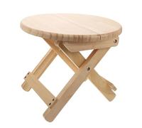 OFFIGAM Portable Folding round Wooden Step Stool with Anti-slip Surface and Strong Bearing Capacity, Simple Beige Home Stool for Household Use and Foot Rest