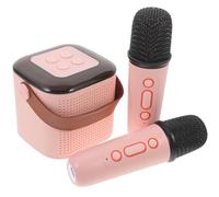 OFFIGAM Portable Mini Karaoke System with 2 Wireless Handheld Microphones, Pink Wireless Speaker for Travel and Desktop Use, and Speaker Set for Home Party