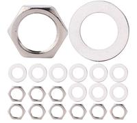OFFIGAM Potentiometer Nut and Gasket Set for Guitar Input Output Jacks and Guitar Pots, Stainless Steel Material 3/8" Thread and 5/8" Outer Diameter, Convenient to Carry, for Repairers