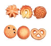 OFFIGAM Realistic Fake Cookie Set for Boys and Girls 6 Pcs Artificial Biscuits for Display Tabletop Dessert Decor for Home Ornament Photo Prop and Christmas Decoration