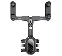 OFFIGAM Rearview Mirror Safe Driving Black Phone Holder Multifunctional Abs and Nano Polyurethane Material with No Shake Retractable and Rotatable for Mobile Phone and Vehicle
