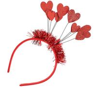 OFFIGAM Red Heart Shaped Hair Accessory to Party Atmosphere Leather Romantic Valentine's Day Unique Chic Costume Hair Hoop Headband for Women for Celebration