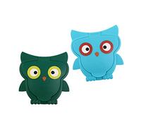 OFFIGAM Reusable Wet Tissue Lid Covers for Babies, Cartoon Owl Design, Portable Blue Green Wipe Caps, Moist Wipes Protector for Nursery and Travel - 2pcs Set