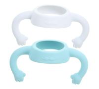 OFFIGAM Silicone Baby Bottle Handles for Wide Mouth Bottles 2pcs with Soft Grip for Feeding White and Blue Compatible with 2nd Easy to Hold for Babies