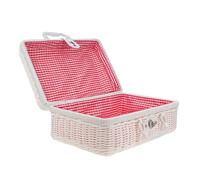 OFFIGAM Simulated Rattan Handwoven Case Retro White Plastic Storage Box