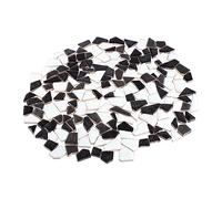 OFFIGAM Small Glazed Mosaic Tiles DIY 200g Mixed Black White Grey Ceramic Irregular Stone Pieces for Craft Hobbies and Home Decoration