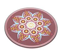 OFFIGAM Sound Bowl Mat Unique Buddhist Sound Bowl Mats Decorative Protective Pvc Flower Prints Pattern Delicate Elegant Rounded Pad Suitable for Meditation Friends Who Believe in Buddhism