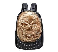 OFFIGAM Unique Stylish Pu Rivet Backpack with 3d Skull Shape and Large Capacity, Multilayer Design for Boys and Co-workers, for Shopping and Meeting