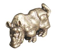 OFFIGAM Vintage Brass Rhinoceros Figurine Miniature Collectible Sculpture, Space-saving and Practical Animal Statue for Home Or Office Decor with Delicate Antique Style