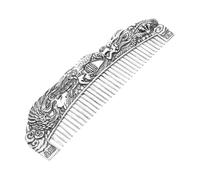 OFFIGAM Vintage Dragon Carved Comb Handmade Decorative Hair Styling Tool for Men Women Metal Hair Comb for Travel Family Use Elegant Silver Finish