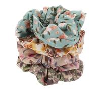 OFFIGAM Vintage Floral Print Hair Scrunchies 4pcs French Style Large Ponytail Holders Elastic Hair Ties for Women Casual and Daily Use Random Color