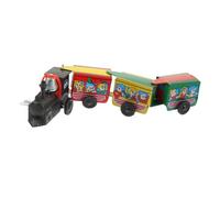 OFFIGAM Vintage Wind-up Train Toy with Three Carriages Decorative Plaything for Boy Girl Fun Clockwork Mechanism for Room Decoration and Learning