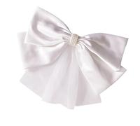 OFFIGAM White Bow Wedding Hair Clip for Textile Material with Deformation Resistant and Fluffy Shape Hair Accessory for Entertainment