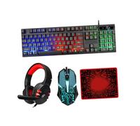 OFFIGAM Wired Computer Keyboard and Mouse Set with USB 2.0 Connection, Ergonomic Design and Stylish Abs Material, Includes Headset and Mousepad for Office and Gaming Use