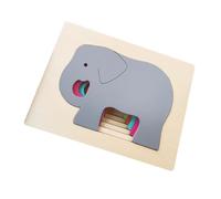 OFFIGAM Wooden Animal Puzzle Early Education Color Cognition Matching Game Funny and Shape Jigsaw for Preschool Boys and Hand-eye Coordination Development Elephant Style