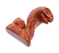 OFFIGAM Wooden Carved Snake Statue Solid Wood Desktop Decoration Small Animal Figurine Creative Rustic Craft for Snake Year Feng Shui Ornament