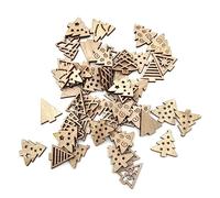 OFFIGAM Wooden Decor Tree Shape Pendants 100 Pcs Mixed 3 Designs Natural Wood Slices DIY Crafting Ornaments for Christmas Holiday Decorations
