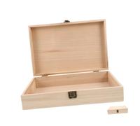 OFFIGAM Wooden Photo Keepsake Box 12x8 Vintage Hinged Lid Storage Case