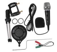 OFFIGAM X-1s Condenser Microphone Kit Desktop Tripod Stand and Pop Filter, Usb Recording Microphone for Computer and Mobile Phone Live Broadcast, Black Set for Karaoke Streaming