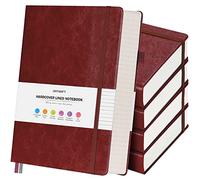 OFFIGIFT 5 Pack College Ruled Notebook, 312 Numbered Pages Thick Notebooks Bulk, 100gsm No Bleed Paper Hardcover Leather Journal, Lined Journal Notebook Set for Women Men School Office, A5, Burgundy