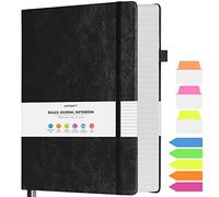 OFFIGIFT College Ruled Notebook, Large B5 Hardcover Leather Journal, 312 Numbered Pages Writing Journal, 100gsm No Bleed Paper, Lined Journal Notebook for Women Men School Office, Black