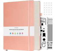 OFFIGIFT Dotted Notebook, 312 Numbered Pages Large B5 Hardback Leather Notebook, 100gsm No Bleed Paper Dot Grid Notebook with Index Pages, Dotted Journal for Bullet Journaling, 19.3 x 26.4cm, Pink