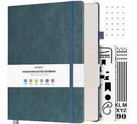 OFFIGIFT Dotted Notebook A4, 312 Numbered Pages Hardback Leather Notebook, 100gsm No Bleed Paper Dot Grid Notebook with Index Pages, Dotted Journal for Bullet Journaling, 21.6 x 28.3cm, Grey Blue