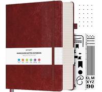 OFFIGIFT Dotted Notebook A4, 312 Numbered Pages Hardback Leather Notebook, 100gsm No Bleed Paper Dot Grid Notebook with Index Pages, Dotted Journal for Bullet Journaling, 21.6 x 28.3cm, Burgundy