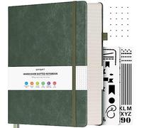 OFFIGIFT Dotted Notebook A4, 312 Numbered Pages Hardback Leather Notebook, 100gsm No Bleed Paper Dot Grid Notebook with Index Pages, Dotted Journal for Bullet Journaling, 21.6 x 28.3cm, Green