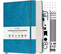 OFFIGIFT Dotted Notebook A5, 312 Numbered Pages Hardback Leather Notebook, 100gsm No Bleed Paper Dot Grid Notebook with Index Pages, Dotted Journal for Bullet Journaling, 14.5 x 21.5cm, Blue