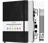 OFFIGIFT Dotted Notebook A5, 312 Numbered Pages Hardback Leather Notebook, 100gsm No Bleed Paper Dot Grid Notebook with Index Pages, Dotted Journal for Bullet Journaling, 14.5 x 21.5cm, Black