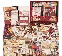 OFFIGIFT Scrapbooking Supplies Kit, Vintage Aesthetic Scrapbook Kit, Junk Journal Supplies with Scrapbooking Paper A6 Grid Notebook, Journaling Supplies, Birthday Craft Gift for Adult, Mushroom