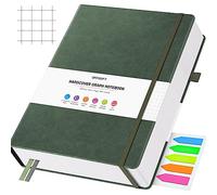OFFIGIFT Squared Paper Notebook A5, 312 Numbered Pages Hardback Leather Journal, 100gsm No Bleed Grid Notebook with Index Pages, Graph Paper Notebook for Graphing Notes Math, 5.75" x 8.38", Green