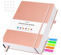 OFFIGIFT Squared Paper Notebook B5, 312 Numbered Pages Hardback Leather Journal, 100gsm No Bleed Grid Notebook with Index Pages, Graph Paper Notebook for Graphing Notes Math, 7.6'' X 10'', Pink