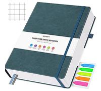 OFFIGIFT Squared Paper Notebook B5, 312 Numbered Pages Hardback Leather Journal, 100gsm No Bleed Grid Notebook with Index Pages, Graph Paper Notebook for Graphing Notes Math, 7.6'' X 10'', Grey Blue