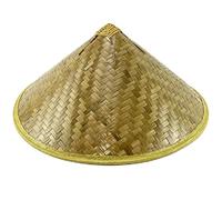 OFFILICIOUS Chinese Style Straw Bamboo Hat Oriental- Hat Lightweight and Breathable Farmer Fishing Hat Sunshade- Rainproof Sunhat