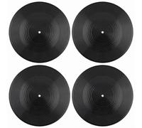 OffiXymeric 7 Inch Blank Vinyl Records (18cm) - 4 Pack Black Decorative Wall Art for Music Room, Retro Party& DIY Projects - Fake Vinyl Recordsfor Aesthetic Decor