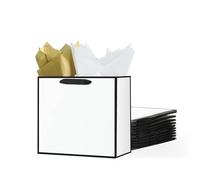 Offizon 6 Pack 12.5 Inches White Gift Bags, Large Gift Bags with Gold Tissue Paper
