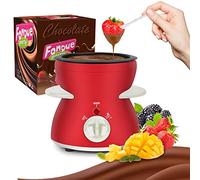 OFFKITSLY Fondue Pot Set, Mini Electric Fondue Pot Set for Melting Chocolate Cheese, Chocolate Meting Pot fondue maker with Dipping Forks For Holiday Christmas Birthday Party Gift -Red