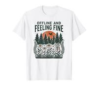 Offline and Feeling Fine Nature Woodcut Tee T-Shirt